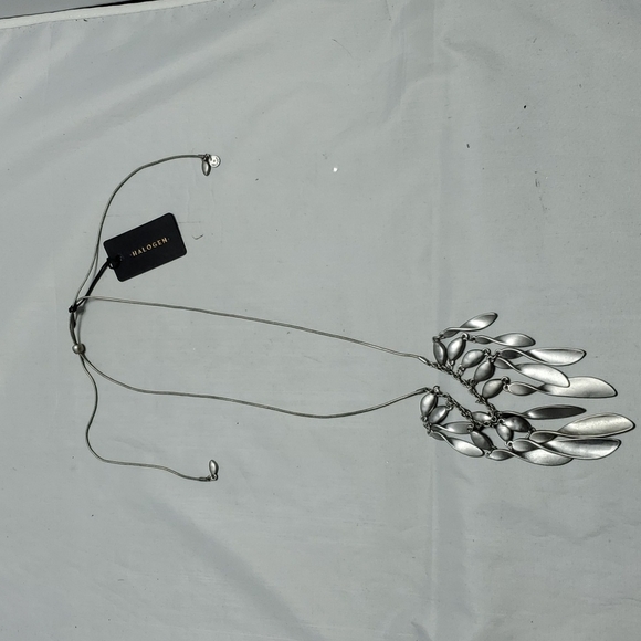 Halogen matt silver tone twisted Necklace - Picture 3 of 4